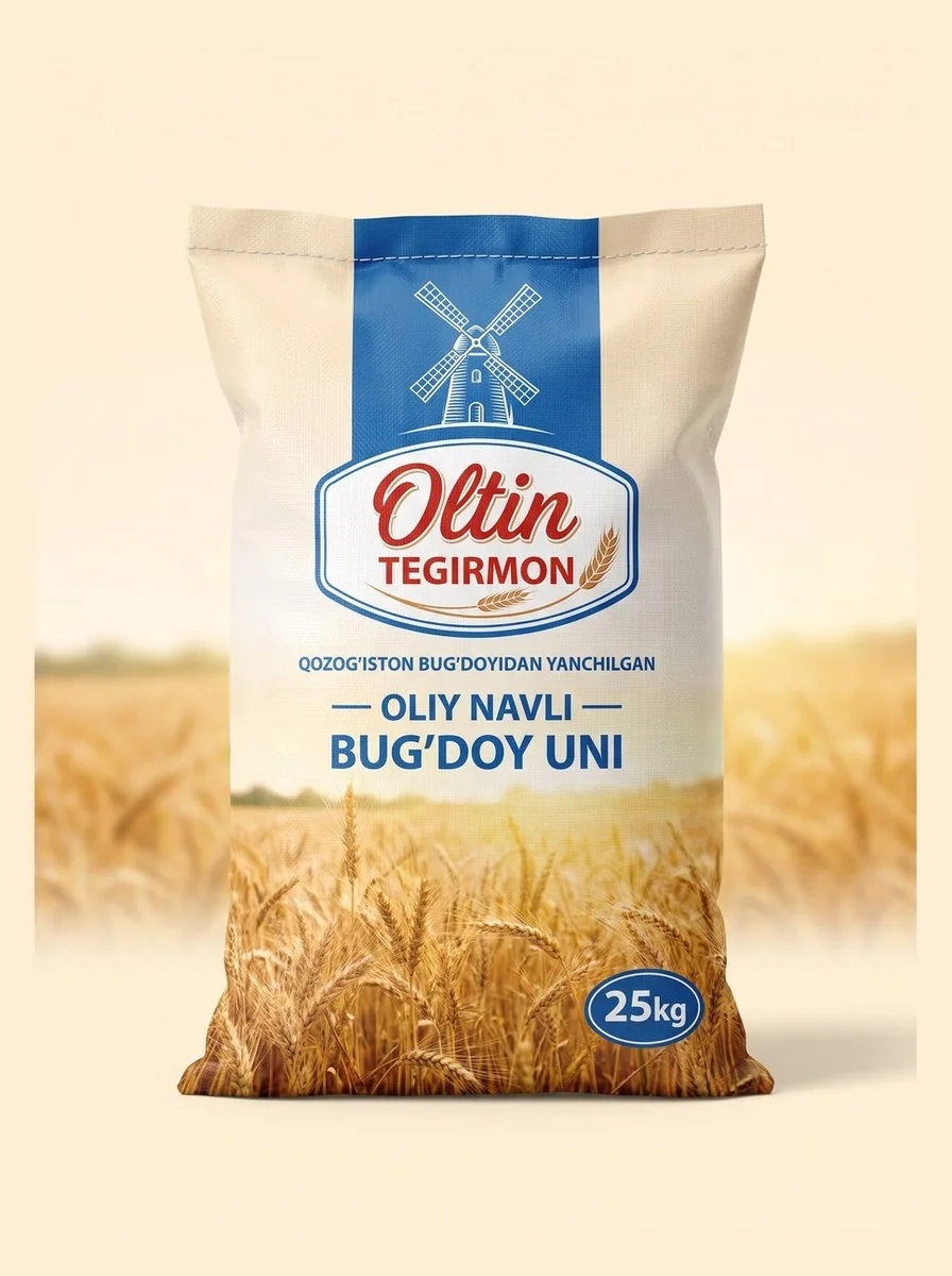 Oltin Tegirmon oliy navli bugʻdoy uni, 25 kg qop